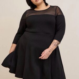 Torrid Black Mini Dress with Sheer Detail